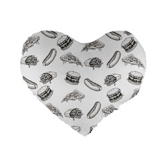 Fast Food Pattern Standard 16  Premium Flano Heart Shape Cushions by Valentinaart