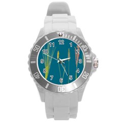 Grass Grasses Blade Of Grass Round Plastic Sport Watch (l) by Nexatart