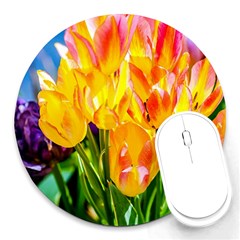 Festival Of Tulip Flowers Round Mousepads by FunnyCow