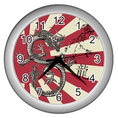 Rising Sun Flag Wall Clock (silver) by Valentinaart