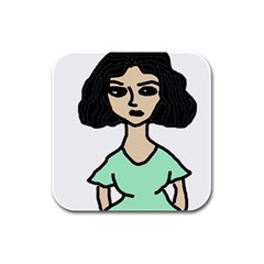 Angry Girl Rubber Square Coaster (4 Pack)  by snowwhitegirl