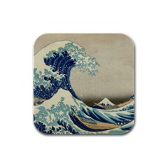 The Classic Japanese Great Wave Off Kanagawa By Hokusai Rubber Square Coaster (4 Pack)  by PodArtist