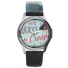 Delicious Ice Cream Round Metal Watch by snowwhitegirl