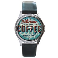 Delicious Coffee Round Metal Watch by snowwhitegirl