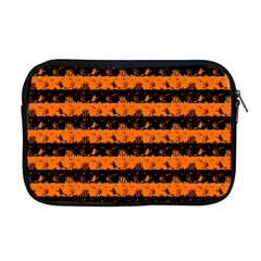 Dark Pumpkin Orange And Black Halloween Nightmare Stripes  Apple Macbook Pro 17  Zipper Case by PodArtist