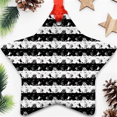 Black And White Halloween Nightmare Stripes Star Ornament (two Sides) by PodArtist