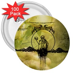 Awesome Creepy Skeleton With Skull 3  Buttons (100 Pack)  by FantasyWorld7