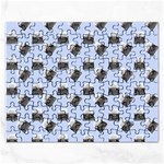 Retro Typewriter Blue Pattern Rectangular Jigsaw Puzzl Front