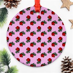 Red Roses Pink Ornament (round) by snowwhitegirl