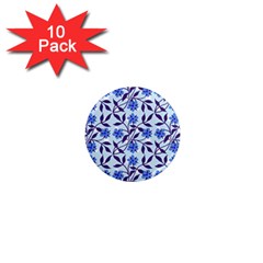 Blue Dot Floral 1  Mini Magnet (10 Pack)  by snowwhitegirl