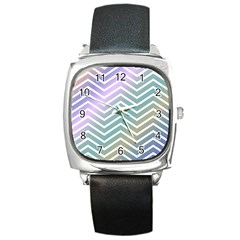 Zigzag Line Pattern Zig Zag Square Metal Watch