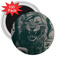 Angry Male Lion Pattern Graphics Kazakh Al Fabric 3  Magnets (100 Pack) by Sapixe