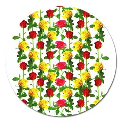 Rose Pattern Roses Background Image Magnet 5  (round) by Sapixe