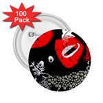 Red poppy flowers on gray background By FlipStylez Designs 2.25  Buttons (100 pack)  Front