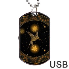 Wonderful Hummingbird With Stars Dog Tag Usb Flash (two Sides) by FantasyWorld7