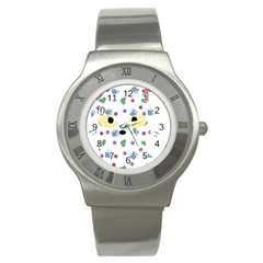 Milk Pattern Cat Stainless Steel Watch by snowwhitegirl