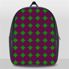 Bright Mod Pink Green Circle Pattern School Bag (large) by BrightVibesDesign