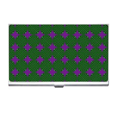 Mod Green Purple Circles Pattern Business Card Holder by BrightVibesDesign