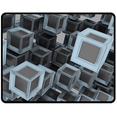 Cube Fantasy Square Shape Double Sided Fleece Blanket (medium)  by Simbadda