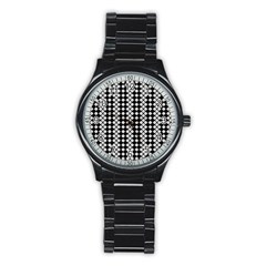 Black And White Texture Stainless Steel Round Watch