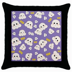 Cute Kawaii Popcorn Pattern Throw Pillow Case (black) by Valentinaart