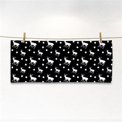 Deer Dots Black Hand Towel by snowwhitegirl