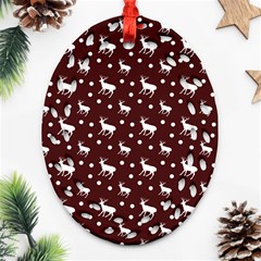 Deer Dots Red Ornament (oval Filigree)