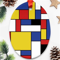 Mondrian Geometric Art Oval Ornament (two Sides) by KayCordingly