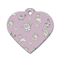 Doodle Bob Pattern Dog Tag Heart (one Side) by Valentinaart