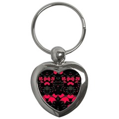 Pink Floral Pattern By Flipstylez Designs Key Chains (heart)  by flipstylezfashionsLLC