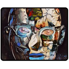 Robot Cyborg Cyberpunk Automation Fleece Blanket (medium)  by Simbadda