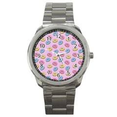 Donuts Pattern Sport Metal Watch by Valentinaart