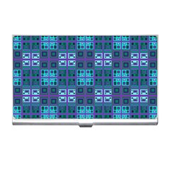 Mod Purple Green Turquoise Square Pattern Business Card Holder by BrightVibesDesign