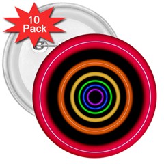 Neon Light Abstract Pattern Lines 3  Buttons (10 Pack)  by Simbadda