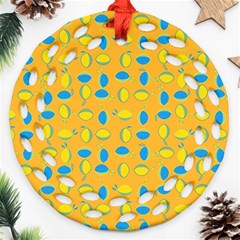 Lemons Ongoing Pattern Texture Ornament (round Filigree) by Celenk