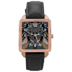 Art Pattern Fractal Art Artwork Design Rose Gold Leather Watch  by Simbadda