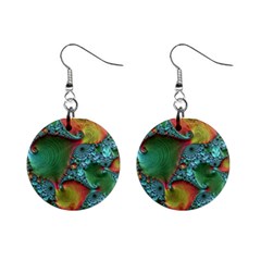 Fractal Art Colorful Pattern Mini Button Earrings