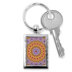 Geometric Flower Oriental Ornament Key Chains (rectangle)  by Simbadda