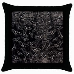 Vintage Halloween Bat Pattern Throw Pillow Case (black) by Valentinaart