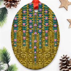 Gold Jungle And Paradise Liana Flowers Oval Ornament (two Sides) by pepitasart