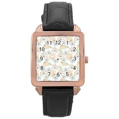 Dandelion Colors Nature Flower Rose Gold Leather Watch 