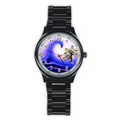 Composing Nature Background Graphic Stainless Steel Round Watch by Sapixe