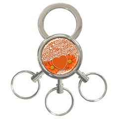 Flower Floral Heart Background 3-ring Key Chains by Sapixe