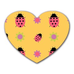 Ladybug Seamlessly Pattern Heart Mousepads by Sapixe