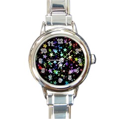 Christmas Star Gloss Lights Light Round Italian Charm Watch by Sapixe