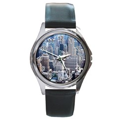 Manhattan New York City Round Metal Watch by Sapixe