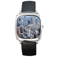 Manhattan New York City Square Metal Watch by Sapixe