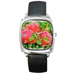 Figure Watercolor Art Nature Square Metal Watch Front