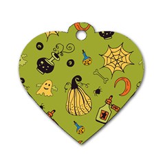 Funny Scary Spooky Halloween Party Design Dog Tag Heart (one Side) by HalloweenParty