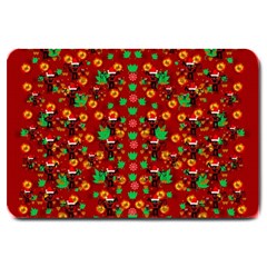 Christmas Time With Santas Helpers Large Doormat  by pepitasart